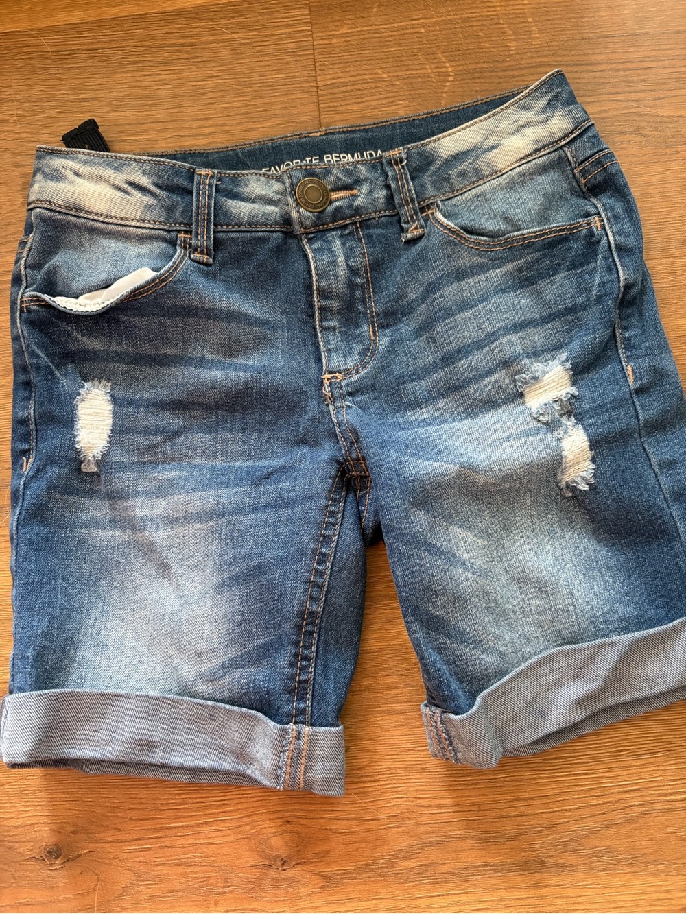Kids Distressed Denim Bermuda Shorts - Blue